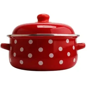 Enamel Pot Enamel Enamel Soup Pot Old-fashioned Binaural Pot with Lid Saucepan Instant Noodle Pot Induction Cooker Gas Universal
