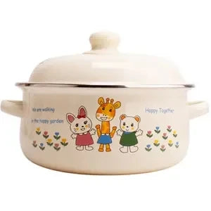 Enamel Pot Enamel Enamel Soup Pot Old-fashioned Binaural Pot with Lid Saucepan Instant Noodle Pot Induction Cooker Gas Universal