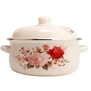 Enamel Pot Enamel Enamel Soup Pot Old-fashioned Binaural Pot with Lid Saucepan Instant Noodle Pot Induction Cooker Gas Universal