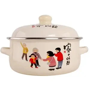 Enamel Pot Enamel Enamel Soup Pot Old-fashioned Binaural Pot with Lid Saucepan Instant Noodle Pot Induction Cooker Gas Universal