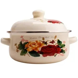 Enamel Pot Enamel Enamel Soup Pot Old-fashioned Binaural Pot with Lid Saucepan Instant Noodle Pot Induction Cooker Gas Universal