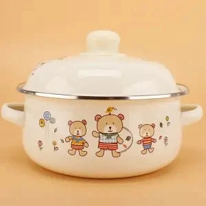 Enamel Pot Enamel Enamel Soup Pot Old-fashioned Binaural Pot with Lid Saucepan Instant Noodle Pot Induction Cooker Gas Universal