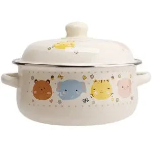 Enamel Pot Enamel Enamel Soup Pot Old-fashioned Binaural Pot with Lid Saucepan Instant Noodle Pot Induction Cooker Gas Universal
