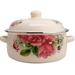 Enamel Pot Enamel Enamel Soup Pot Old-fashioned Binaural Pot with Lid Saucepan Instant Noodle Pot Induction Cooker Gas Universal
