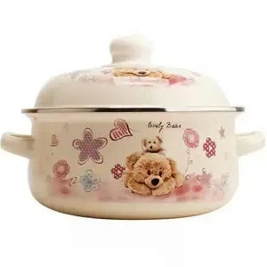 Enamel Pot Enamel Enamel Soup Pot Old-fashioned Binaural Pot with Lid Saucepan Instant Noodle Pot Induction Cooker Gas Universal