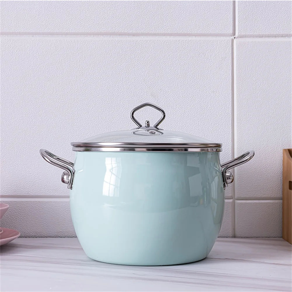 Enamel on Steel Stock Pot/Stockpot with Lid, 6 Litre