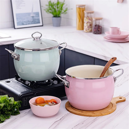 Enamel on Steel Stock Pot/Stockpot with Lid, 6 Litre