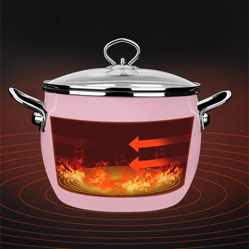 Enamel on Steel Stock Pot/Stockpot with Lid, 6 Litre