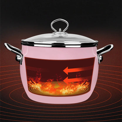 Enamel on Steel Stock Pot/Stockpot with Lid, 6 Litre