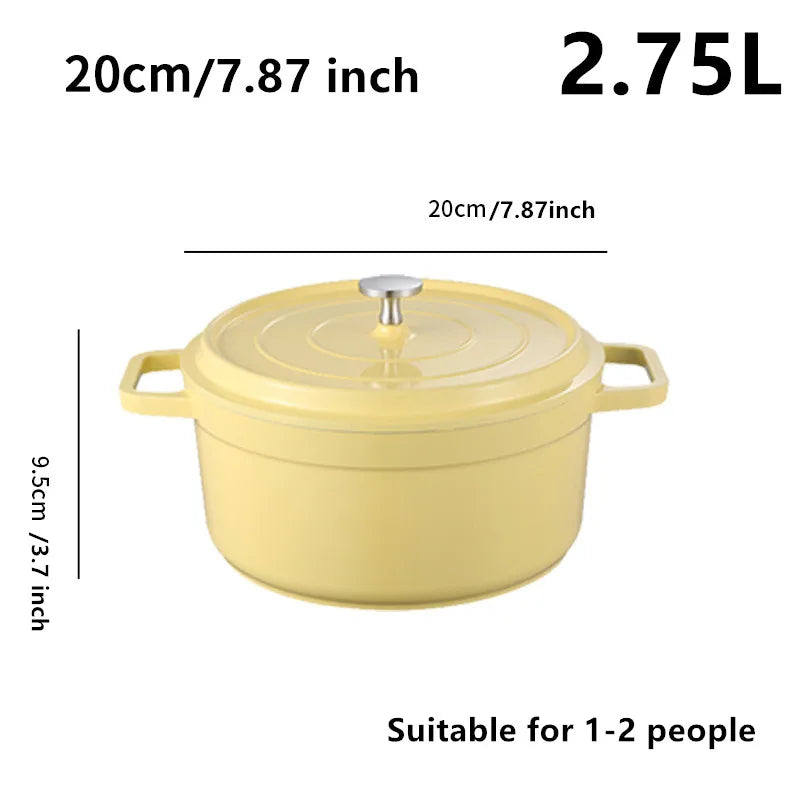 Enameled Cast Aluminum Dutch Oven With Lid 4.7L Nonstick Pan Cast Iron Casserole Dish Enamel Coating For All Heat Source 9.5Inch