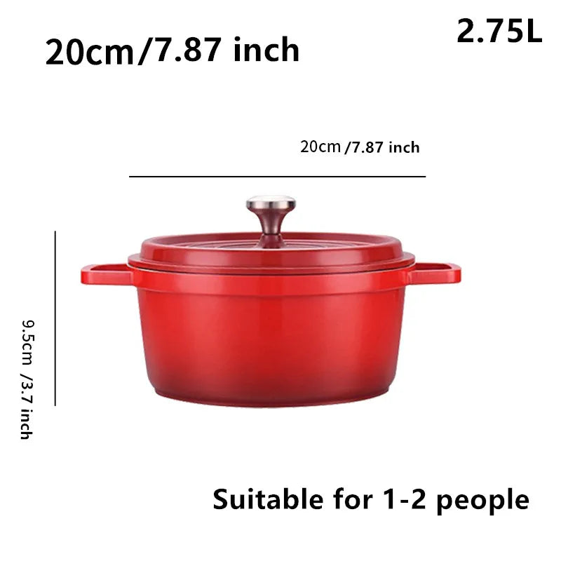 Enameled Cast Aluminum Dutch Oven With Lid 4.7L Nonstick Pan Cast Iron Casserole Dish Enamel Coating For All Heat Source 9.5Inch
