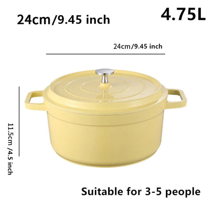 Enameled Cast Aluminum Dutch Oven With Lid 4.7L Nonstick Pan Cast Iron Casserole Dish Enamel Coating For All Heat Source 9.5Inch