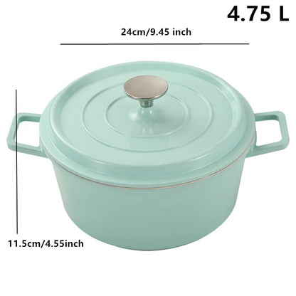 Enameled Cast Aluminum Dutch Oven With Lid 4.7L Nonstick Pan Cast Iron Casserole Dish Enamel Coating For All Heat Source 9.5Inch