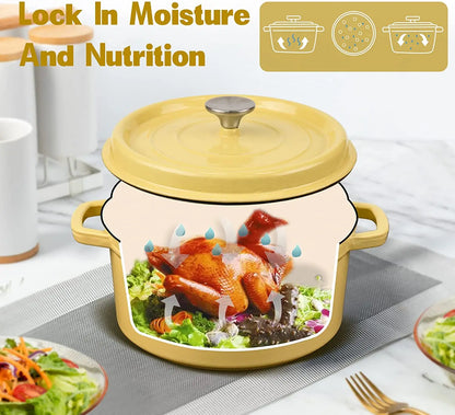 Enameled Cast Aluminum Dutch Oven With Lid 4.7L Nonstick Pan Cast Iron Casserole Dish Enamel Coating For All Heat Source 9.5Inch