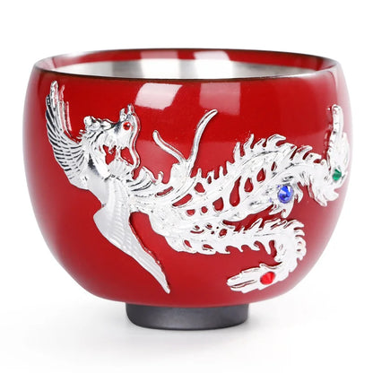 Enameled Cast Iron Official Kiln Silver Gilded Kung Fu Tea Cup Silver Plated Master Cup Handmade Porcelain Tea Tasting Cup Sil