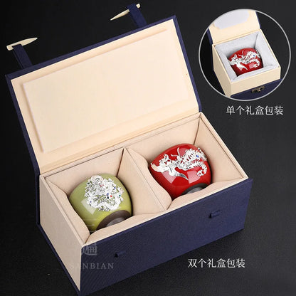 Enameled Cast Iron Official Kiln Silver Gilded Kung Fu Tea Cup Silver Plated Master Cup Handmade Porcelain Tea Tasting Cup Sil