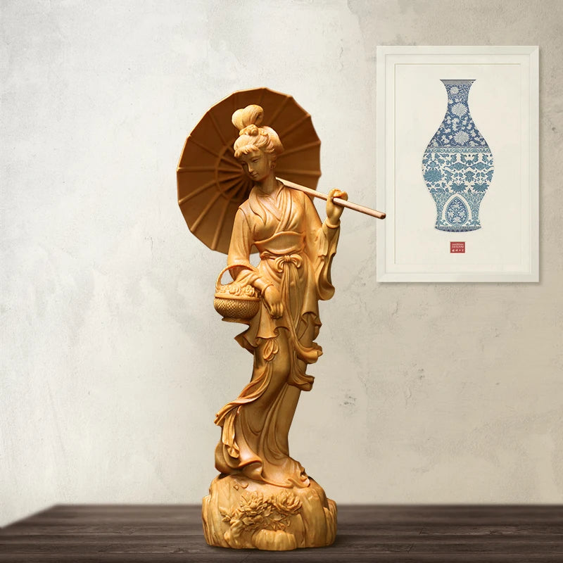 Enchanting Chinese Sculpture, Hand-Carved Wall Decoration, Bringing Luck and Elegance to Your Space, Classical Chinese Sculpture