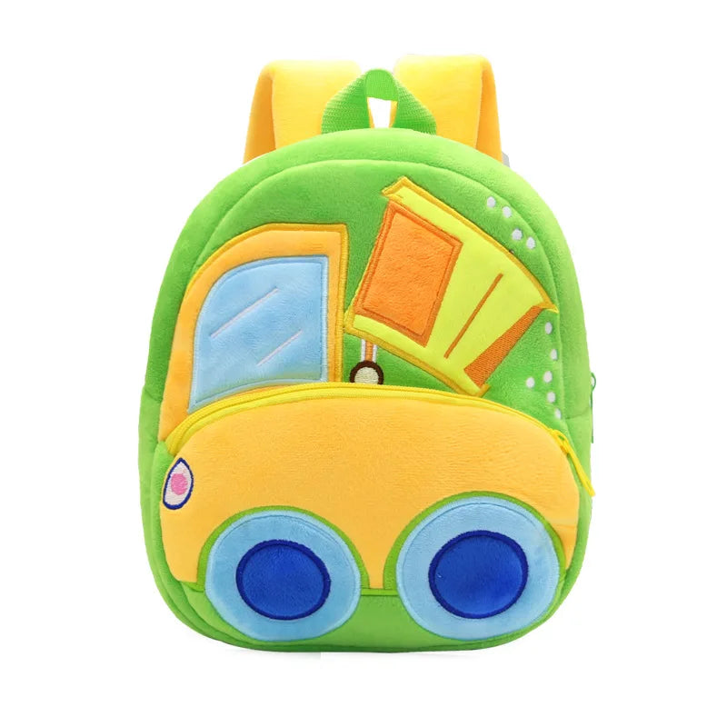 Engineering Vehicle Kindergarten Students Backpack for Boys Soft Plush Children School Bags Cartoon Trucks Kids School Backpacks