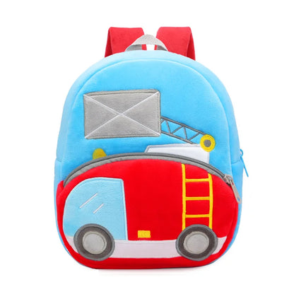 Engineering Vehicle Kindergarten Students Backpack for Boys Soft Plush Children School Bags Cartoon Trucks Kids School Backpacks