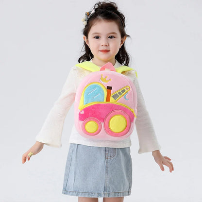 Engineering Vehicle Kindergarten Students Backpack for Boys Soft Plush Children School Bags Cartoon Trucks Kids School Backpacks
