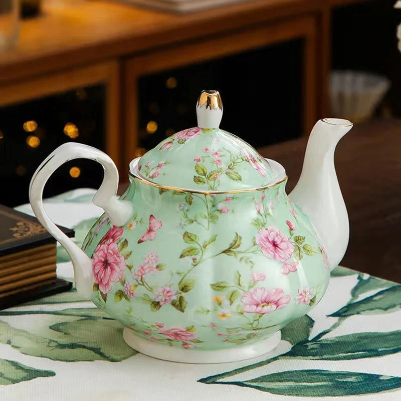 English British Fine China Teapot 400ML With Heating Base High-Grade Porcelain Tea Warmer Teapot Set Ceramic Holding Furnace