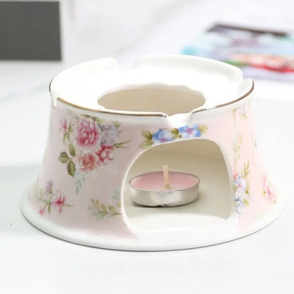 English British Fine China Teapot 400ML With Heating Base High-Grade Porcelain Tea Warmer Teapot Set Ceramic Holding Furnace