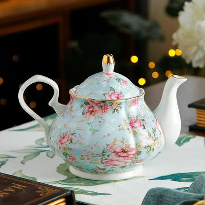 English British Fine China Teapot 400ML With Heating Base High-Grade Porcelain Tea Warmer Teapot Set Ceramic Holding Furnace