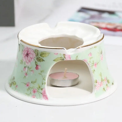 English British Fine China Teapot 400ML With Heating Base High-Grade Porcelain Tea Warmer Teapot Set Ceramic Holding Furnace