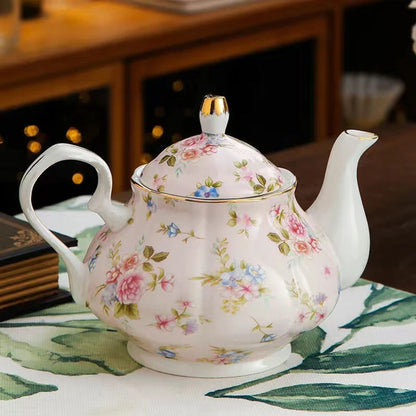 English British Fine China Teapot 400ML With Heating Base High-Grade Porcelain Tea Warmer Teapot Set Ceramic Holding Furnace