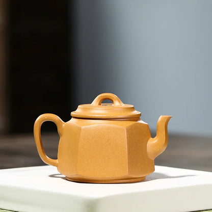 Engraved 6-Party Qingyun Zisha Teapot, Yixing Handmade Pot, Kung-Fu Teaware, Purple Clay Drinkware for Puer Green and Black