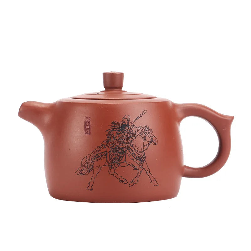 Engraved and Painted Pit Pots , Zisha Teapot, Yixing Handmade Pot, Kung-Fu Teaware, Purple Clay Drinkware for Puer Green