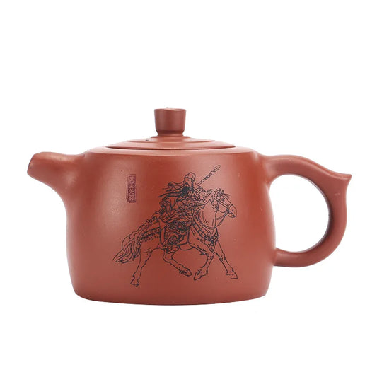 Engraved and Painted Pit Pots , Zisha Teapot, Yixing Handmade Pot, Kung-Fu Teaware, Purple Clay Drinkware for Puer Green