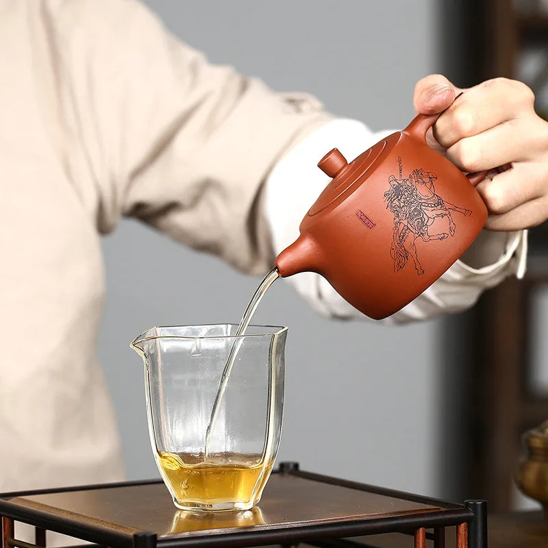 Engraved and Painted Pit Pots , Zisha Teapot, Yixing Handmade Pot, Kung-Fu Teaware, Purple Clay Drinkware for Puer Green