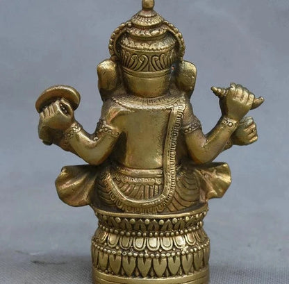 Estatua de cobre de budismo tibetano, estatua de latón de Ganesha, Ganapati, ganish, Lord, God, elefante, Buda