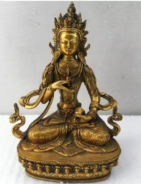 Estatua de cobre de latón tibetano, estatua de buda Vajradhara de bronce de 8,4 "H