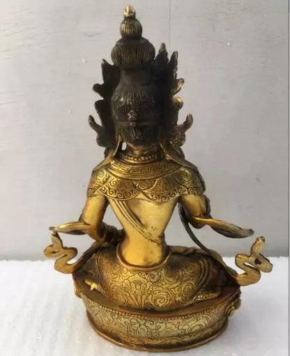 Estatua de cobre de latón tibetano, estatua de buda Vajradhara de bronce de 8,4 "H