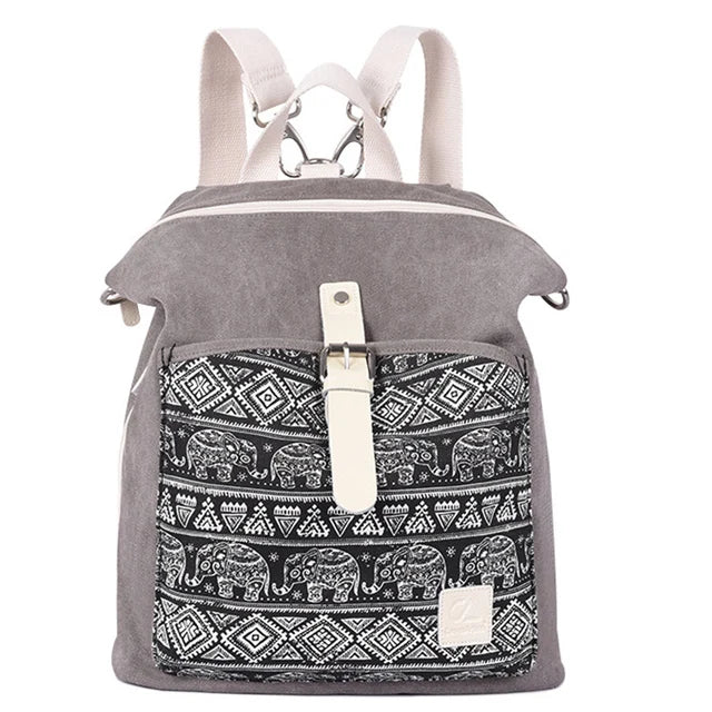 Ethnic Style Flower Embroidery Girl School Backpack Purse Women Ladies Fashion Casual Lightweight Shoulder Bag Travel Daypack