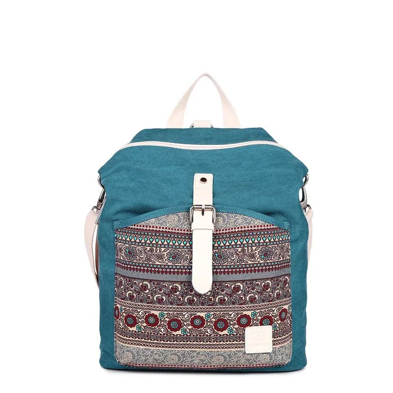 Ethnic Style Flower Embroidery Girl School Backpack Purse Women Ladies Fashion Casual Lightweight Shoulder Bag Travel Daypack