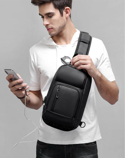 Eurcool Men's USB Charging Shoulder Bag Male Waterproof Messenger High Quality Men Short Trip 9.7 iPad Sling Bag