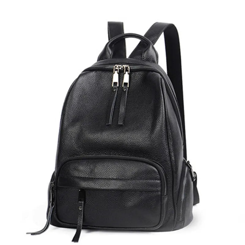 Euro-american Style Genuine Leather Backpack Women Versatile Casual Shopping Travel Mochilas Large Capacity Shoulder Bag