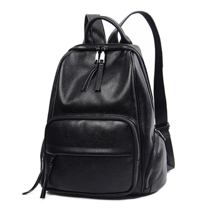 Euro-american Style Genuine Leather Backpack Women Versatile Casual Shopping Travel Mochilas Large Capacity Shoulder Bag