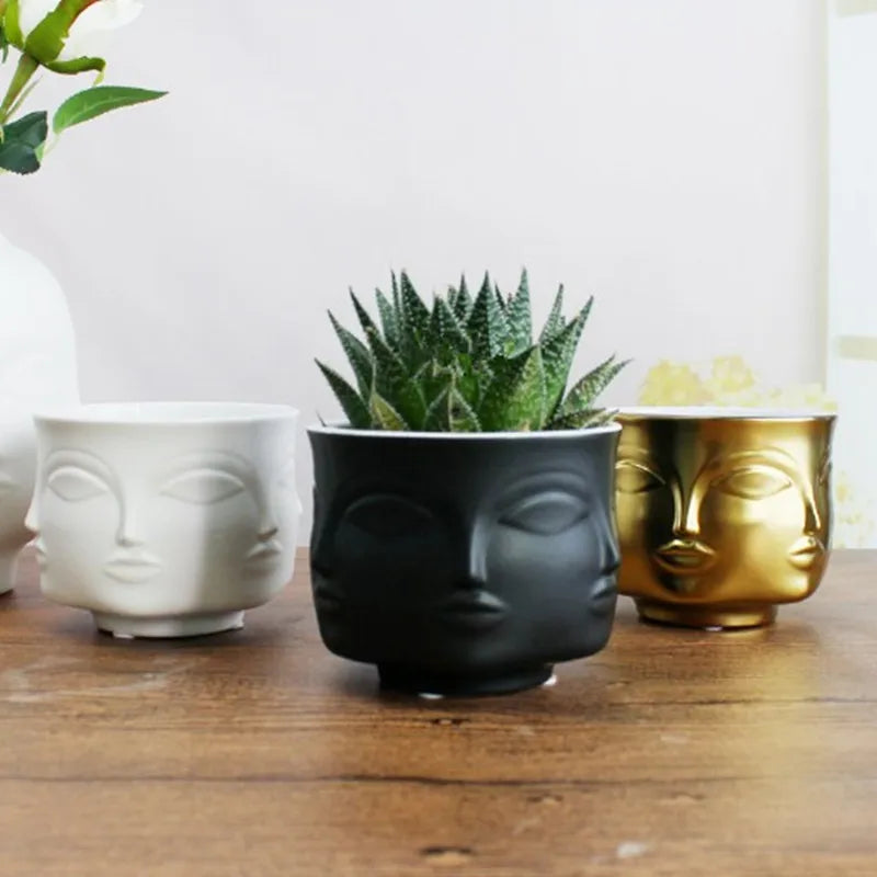 Europe Face Flower Vase Nordic Style Desk Vases Home Decoration Modern Ceramic Planters Flowers Pot Drop Shipping