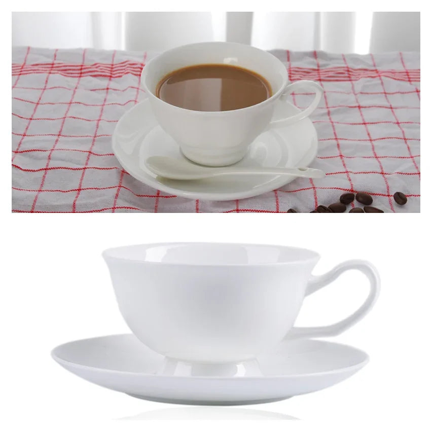Europe Noble Bone China Coffee Cup Saucer Spoon Set 200ml Luxury Ceramic Mug Top-grade Porcelain Tea Cup Cafe Party Drinkware