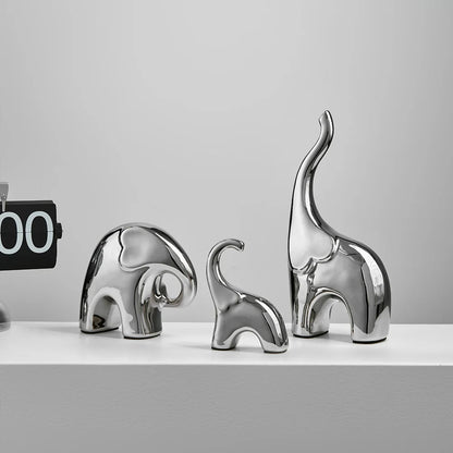 European  Abstract Elephant Sculpture & Figurines Home Decor Silver Statue Ornaments Bedroom Decoration
