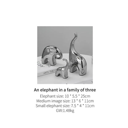 European  Abstract Elephant Sculpture & Figurines Home Decor Silver Statue Ornaments Bedroom Decoration
