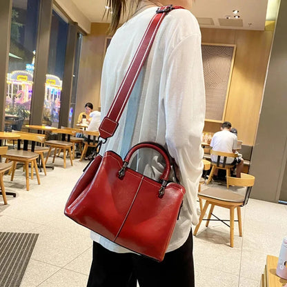 European American Style Genuine Leather Hand For Women Luxury Cowhide Ladies Tote Vintage Female Shoulder Messenger Bag