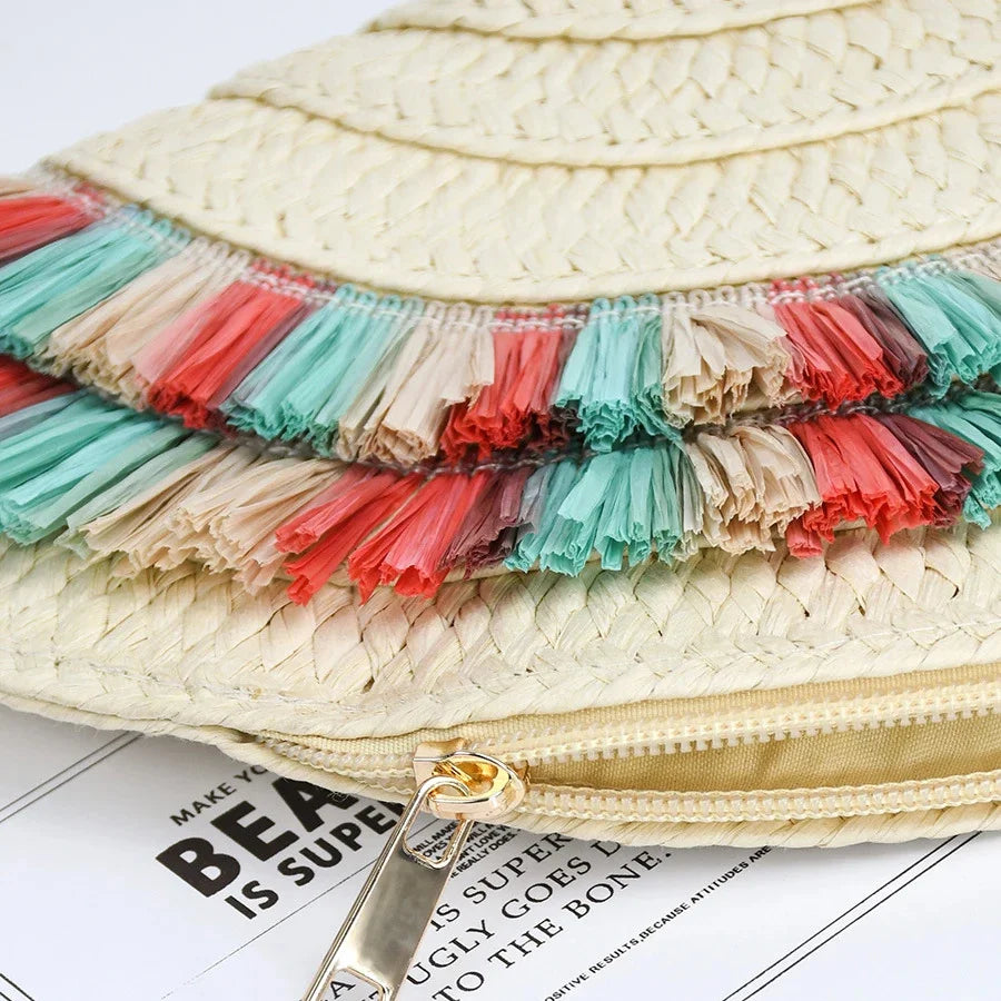 European And American Retro Woven Tassel Handbag Women's Summer Beach Vacation Niche Design Commuter Straw Dumpling Bag