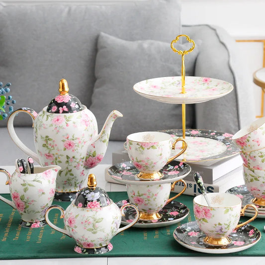 European Bone China Tea Set English Afternoon Tea Cup Set Teapot High-Grade Porcelain Coffee Pot