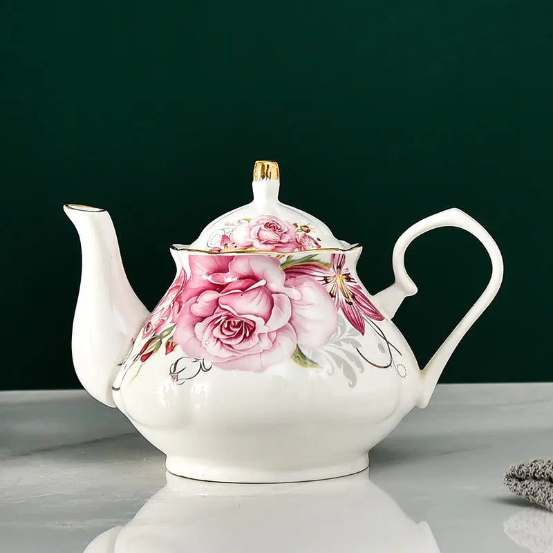 European Bone Porcelain Black Tea Pot British Afternoon Tea Set High-End Ceramic Coffee Pot Heat-Resistant Water Kettle 400ML