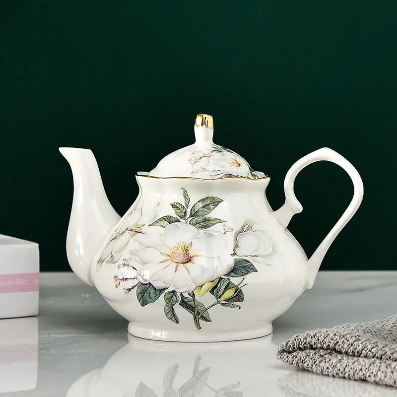 European Bone Porcelain Black Tea Pot British Afternoon Tea Set High-End Ceramic Coffee Pot Heat-Resistant Water Kettle 400ML